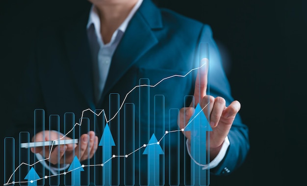 Premium Photo | Analyze business data with cyber technology Business analysis and financial investment with technology concept development to success and growing growth analyzing financial graph on virtual screen
