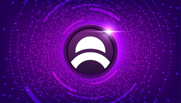 Premium Vector | Mines of Dalarnia DAR coin crypto currency themed banner DAR icon on modern purple color background