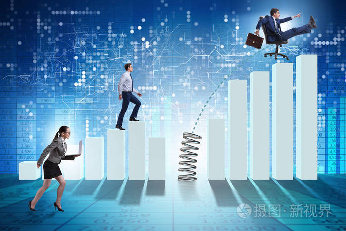 商务人士跳过条形图照片-正版商用图片06yeh0-摄图新视界