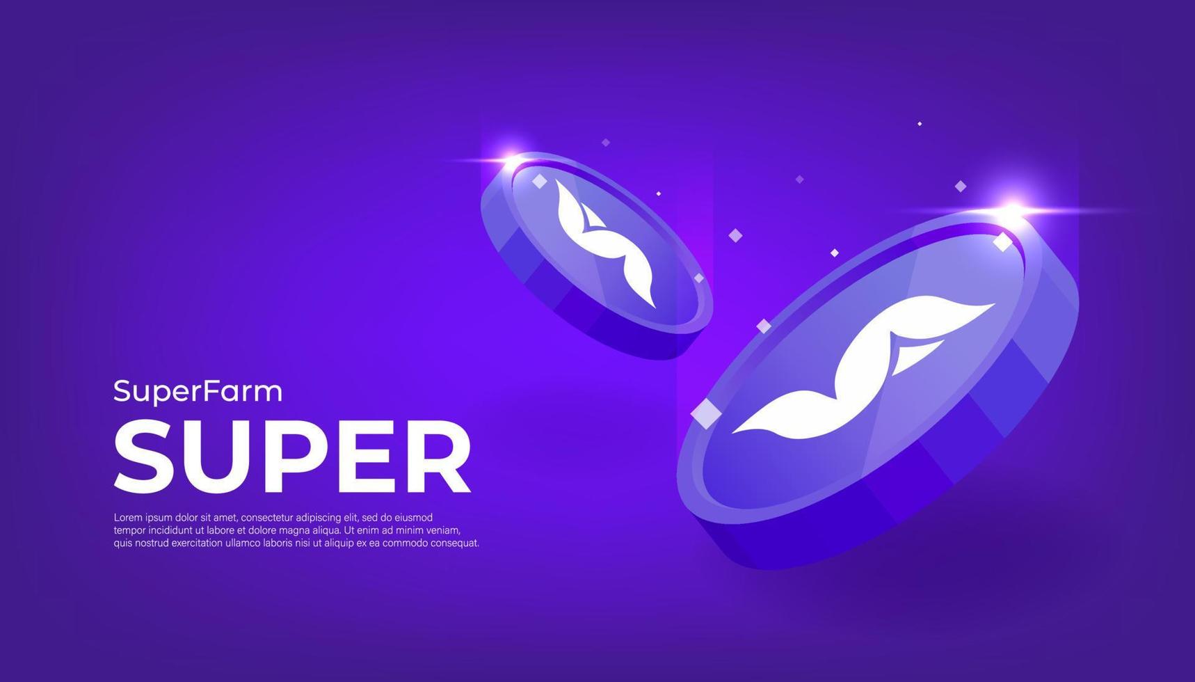 SuperFarm SUPER coin cryptocurrency concept banner background. 19842594 Vector Art at Vecteezy