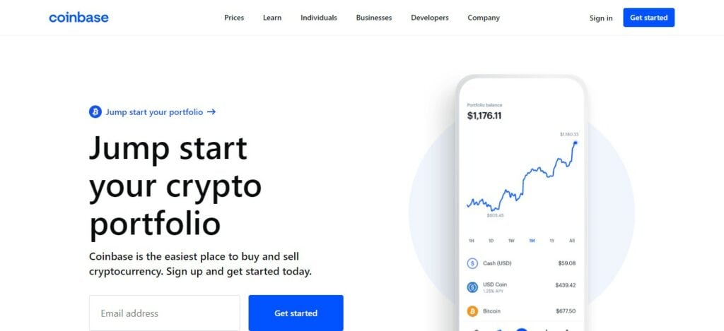 Coinbase homepage