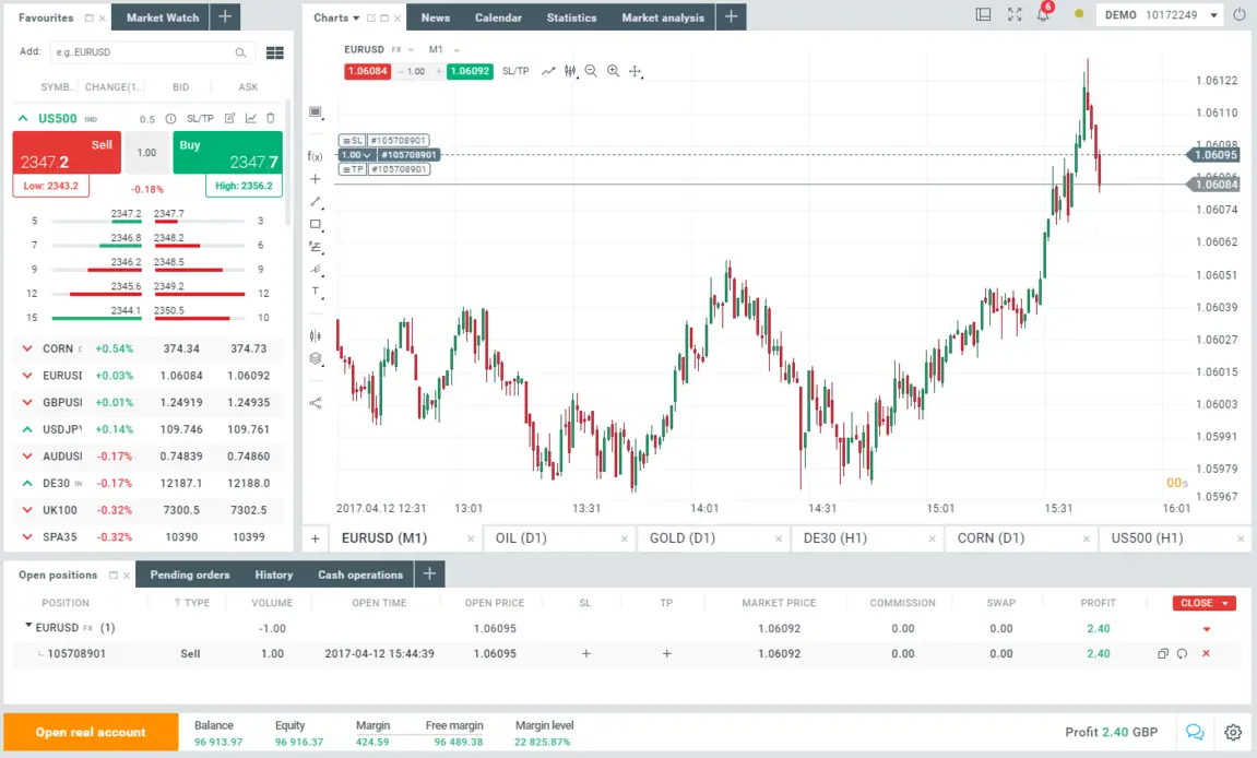 xtb trading platform xstation 5 dashboard screenshot 2025