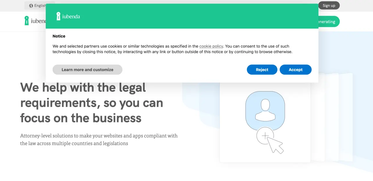 GDPR cookie banner popup